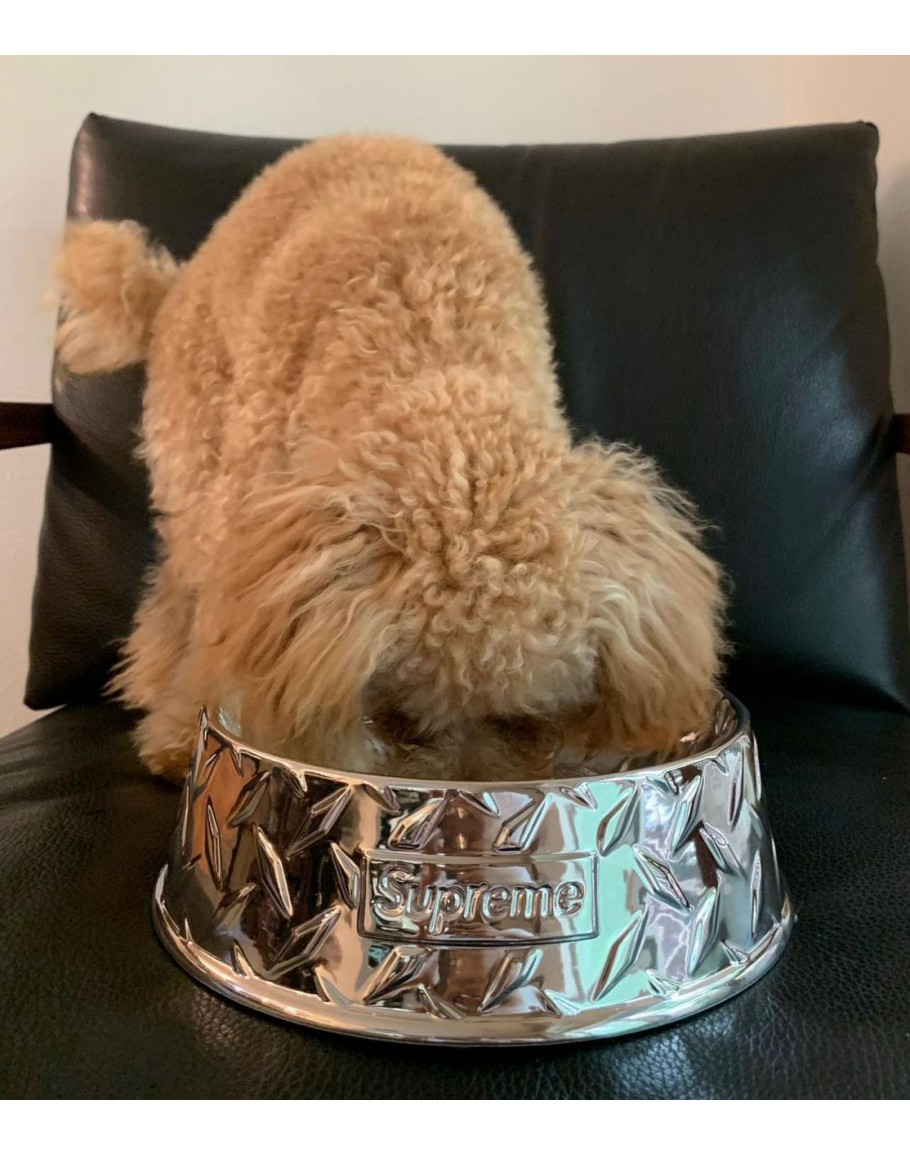 Supreme Diamond Plate Dog Bowl シルバー 6198 Supreme Diamond Plate Dog Bowl Silver | Hype Clothinga